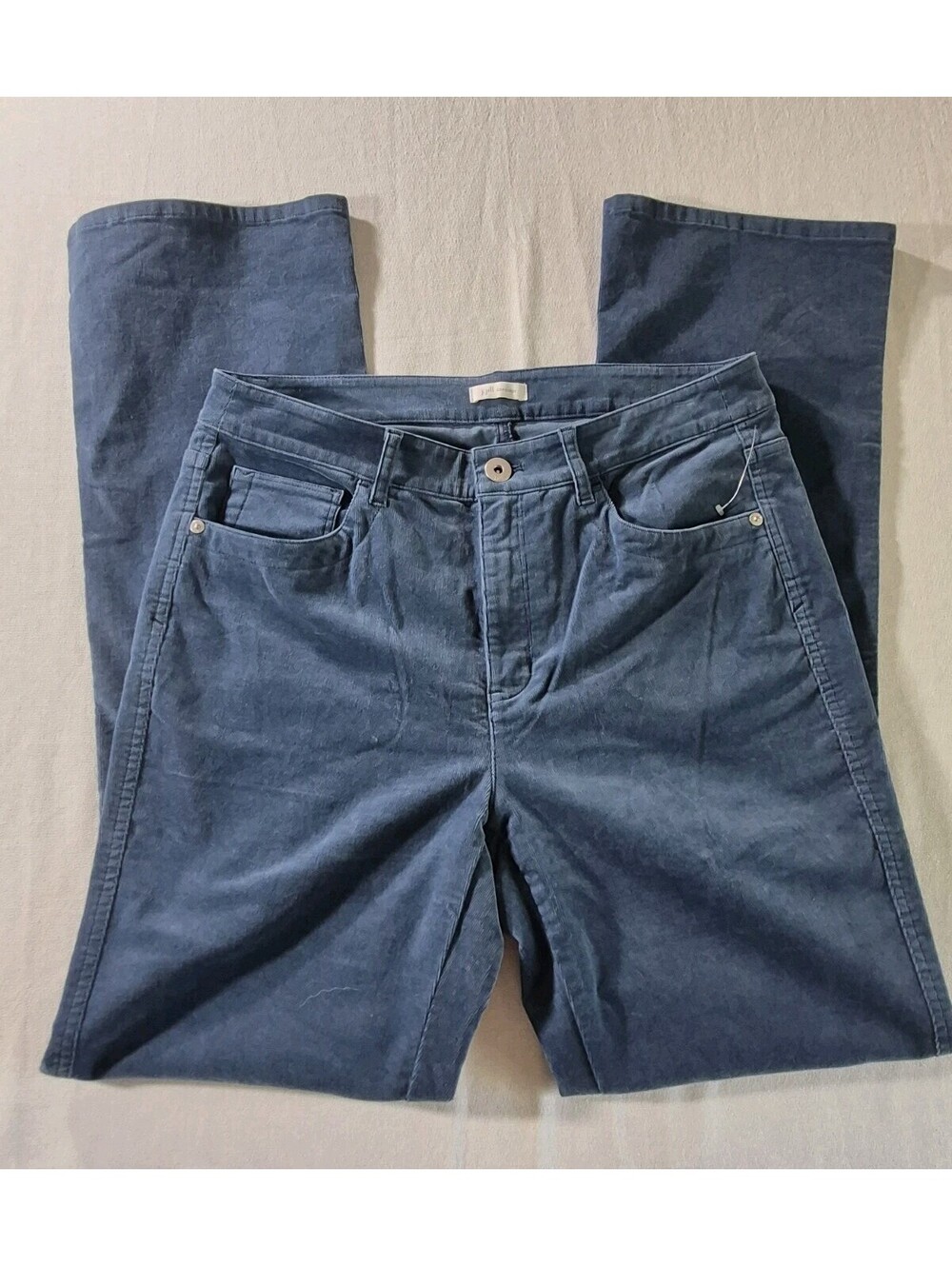 J.Jill 100% Linen Corduroy Pants Women's Sz Small (31" Waist) Smokey Sapphire